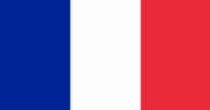 Französische Flagge, vertikaler Streifen in den Farben Blau, Weiß und Rot, symbolisiert Frankreich.